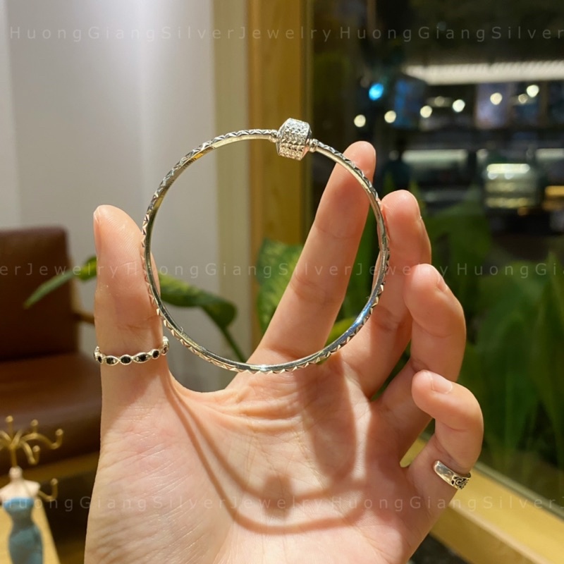 Vòng tay khoá bấm Bạc s925