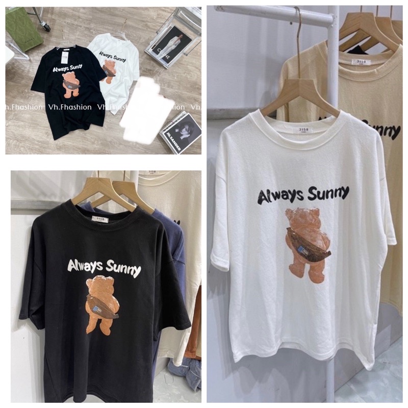 Áo phông thụng tuyết nhung gấu chữ SUNNY