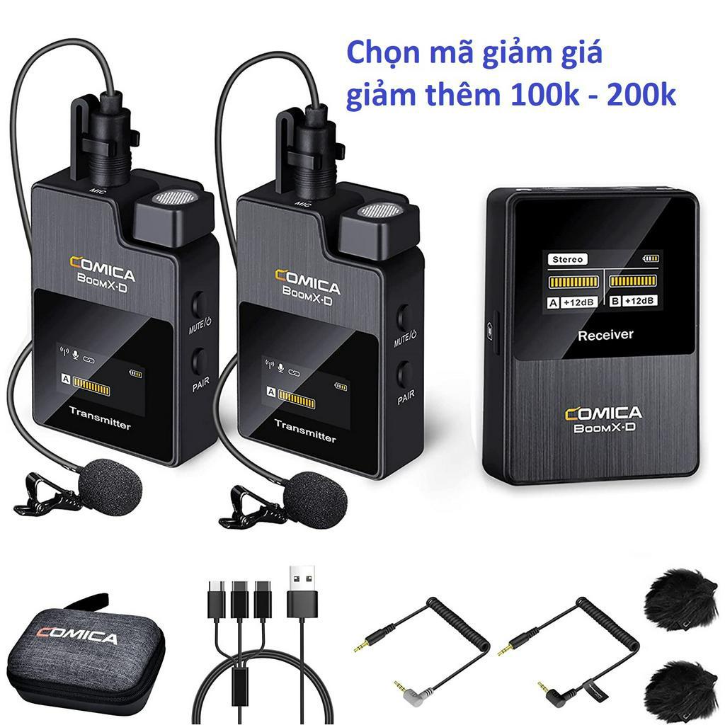 Micrô không dây cao cấp Comica BoomX-D, kèm mic Lav thu âm chống ồn cài áo cho máy ảnh, máy quay, điện thoại quay video