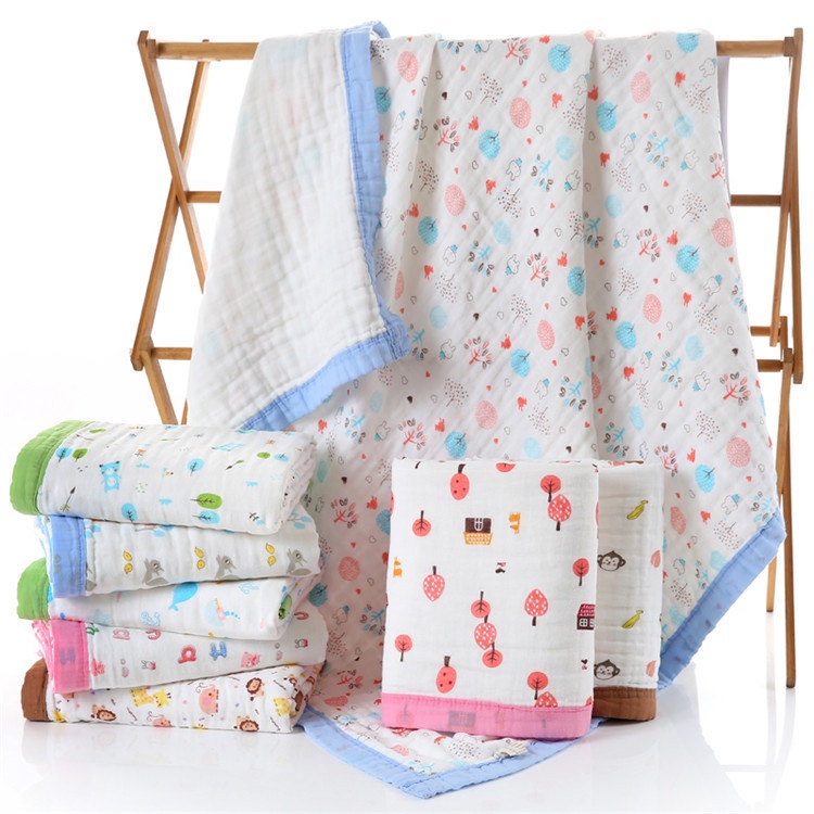 Chăn sợi tre, mền sợi tre 6 lớp có bo viền cho bé yêu