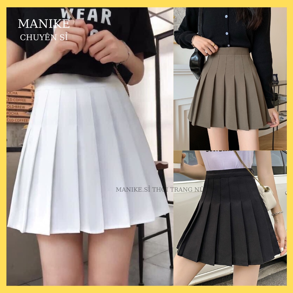 Chân Váy Tennis Lưng Cao Ngắn Dáng Xòe Manike Hàng Cao Cấp,Chân Váy Xếp Li Nâu