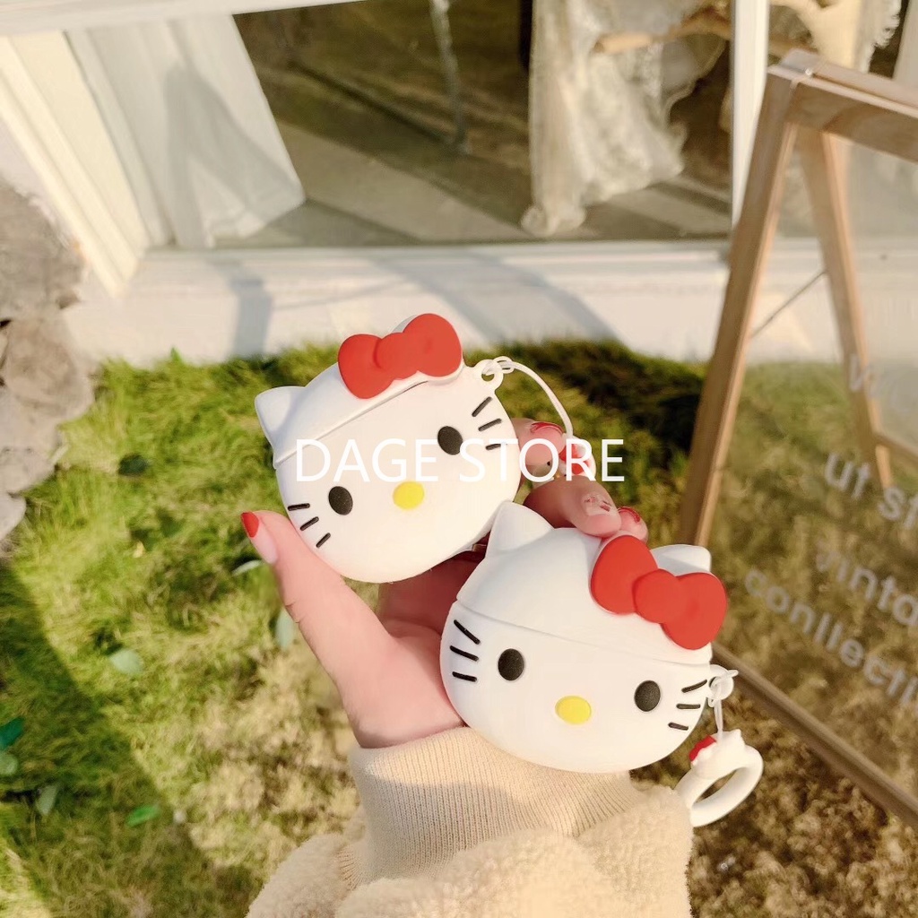 Vỏ Bảo Vệ Hộp Sạc Tai Nghe Bluetooth Airpods 2 1 Pro 3 2021 Bằng Silicon Hình Winnie / Hello Kitty 3D Dễ Thương