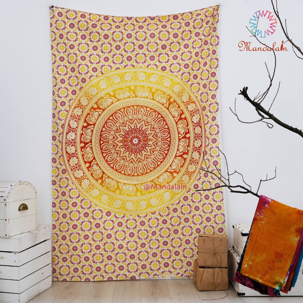 [Hàng nhập khẩu Ấn Độ] Khăn treo tường trang trí Mandala  size 1.4m x 2.2m