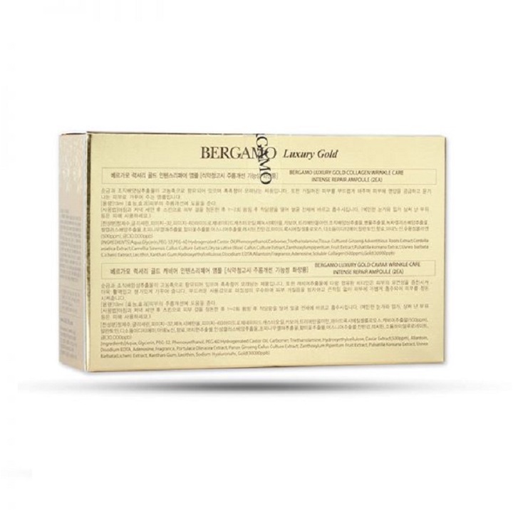 Set 4 Lọ Tinh Chất Dưỡng Trắng, Chống Lão Hóa Bergamo Luxury Gold Collagen &amp; Caviar