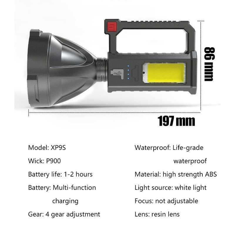 Đèn LED Cầm Tay Chống Thấm Nước Sạc USB Tiện Dụng