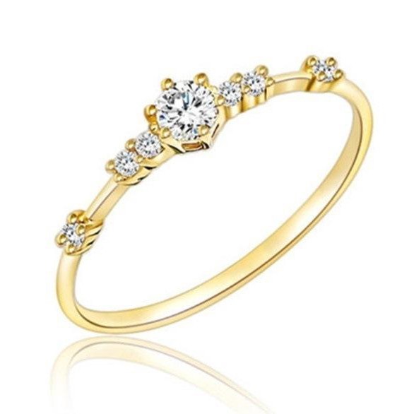 Nhẫn Skute Mạ Vàng/ Bạc/ Vàng Hồng Đính Đá Zircon Đơn Giản Dễ Thương