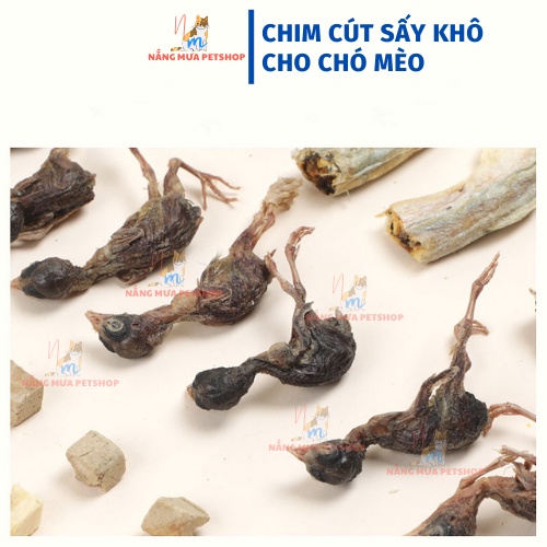 Chim cút sấy khô cho cún mèo, snack cho chó mèo túi 100gr