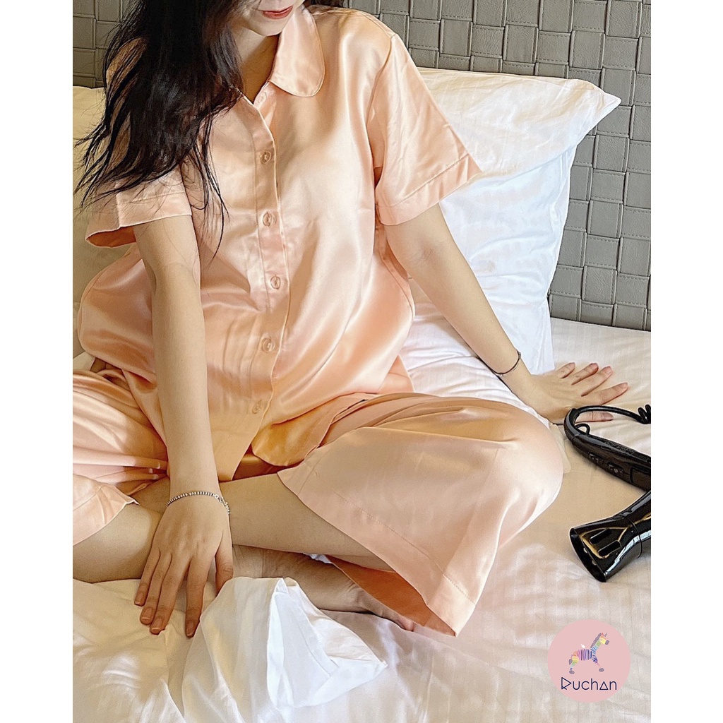 Set đồ ngủ lụa nữ pyjamas quần dài RUCHAN nhiều màu