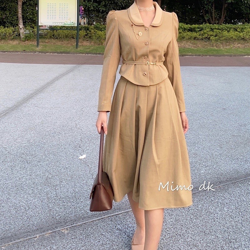 Set áo khoác + váy sang chảnh