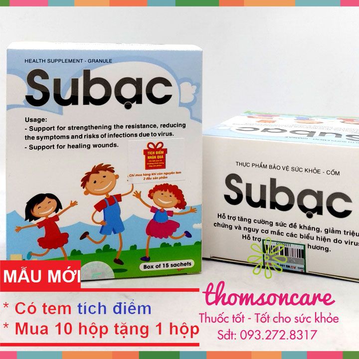 Cốm Subac cho bé hỗ trợ tăng sức đề kháng  - mua 10 tặng 1 bằng tem tích điểm