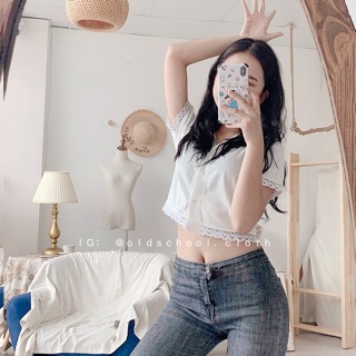 CROPTOP LEN TĂM VIỀN REN (ảnh thật/sẵn)