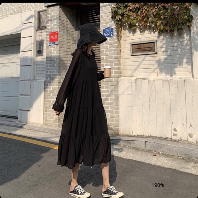 (Ảnh thật) Váy cổ yếm caro hồng tay dài chít eo dáng ngắn mặc đi chơi,đi học D133