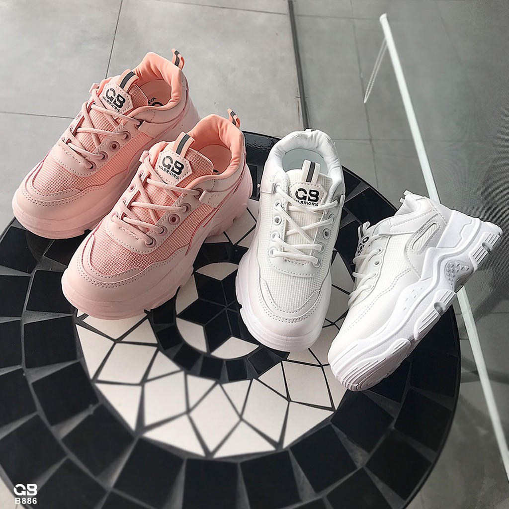 [Mã FAGREEN245 giảm 10% tối đa 30k đơn từ 99k] Giày Thể Thao Nữ giayBOM Đế Cao 3 cm Da Phối Vải B886 | BigBuy360 - bigbuy360.vn