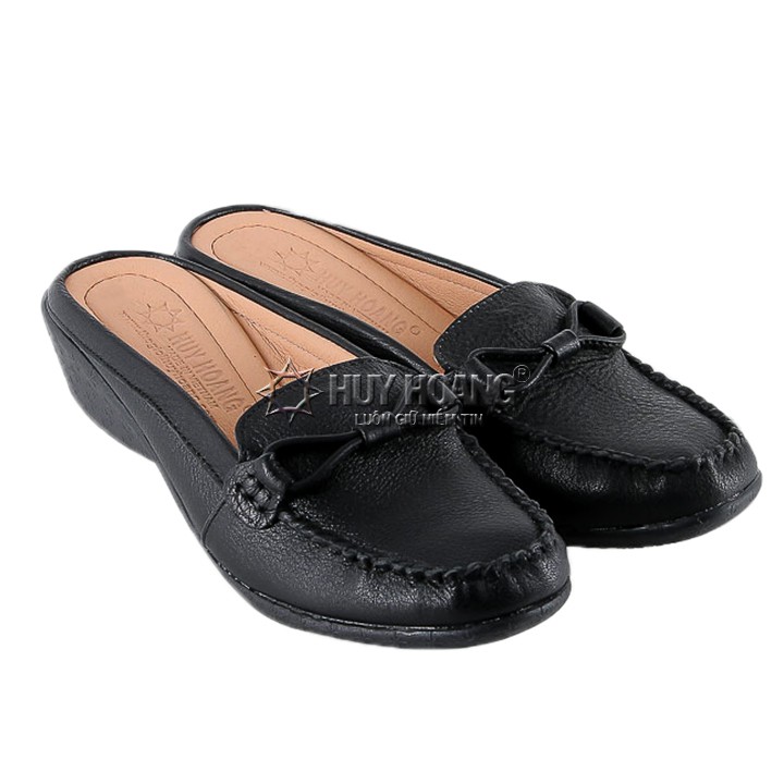 Giày sabo nữ da bò màu đen PH7936