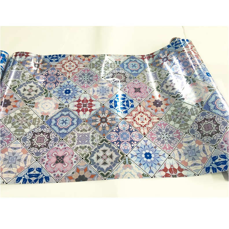 Cuộn 5m decal tráng nhôm cách nhiệt hoa văn nhiều màu khổ 0.6m keo sẵn