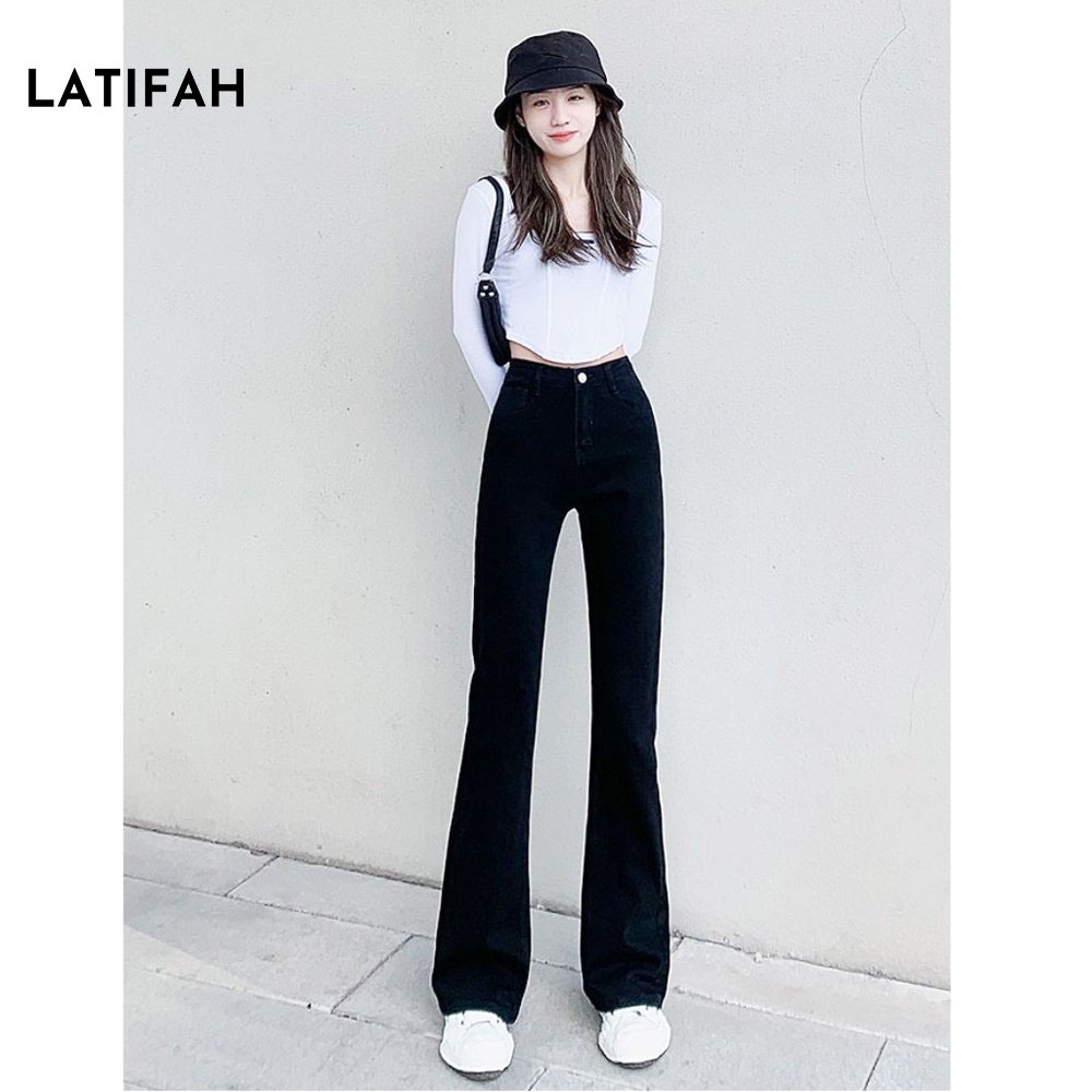 Quần jeans nữ ống loe co giãn LATIFAH QD046 trẻ trung năng động ulzzang phong cách hàn quốc