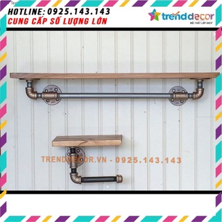 Ống nước   KT19 Kệ treo gắn tường gỗ kệ ống nước kiêm giá treo quần áo chất liệu ống nước