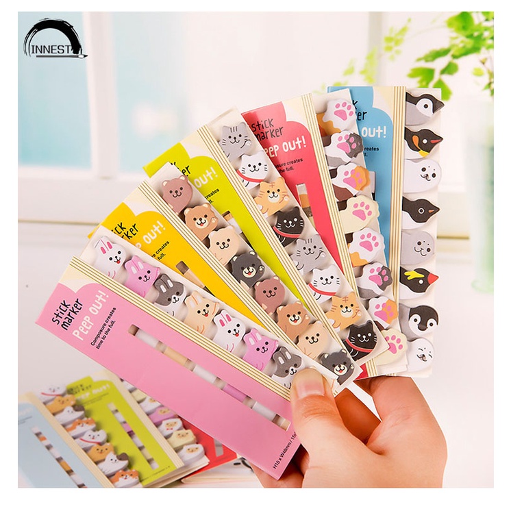 Set 120 Tờ Giấy Ghi Chú Tự Dính Hình Động Vật Hoạt Hình Dễ Thương Văn Phòng Phẩm