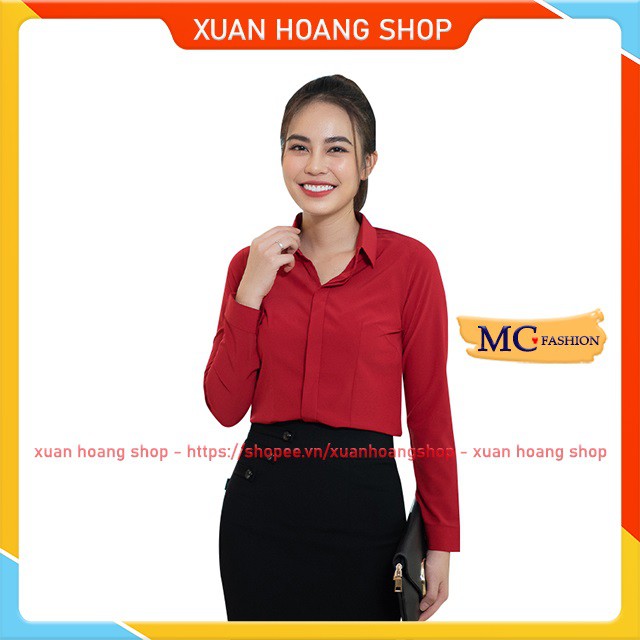 Áo Sơ Mi Nữ Đẹp Mc Fashion A198, Size S, M, L, Xl, 2xl, Dáng Công Sở Tay Dài, Màu Đen, Xanh Tím Than, Trắng, Đỏ, Hồng