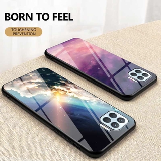 Ốp Điện Thoại Kính Họa Tiết Vân Đá Sang Trọng Cho Oppo A54 Reno 5 F A93 A15 A92 A52