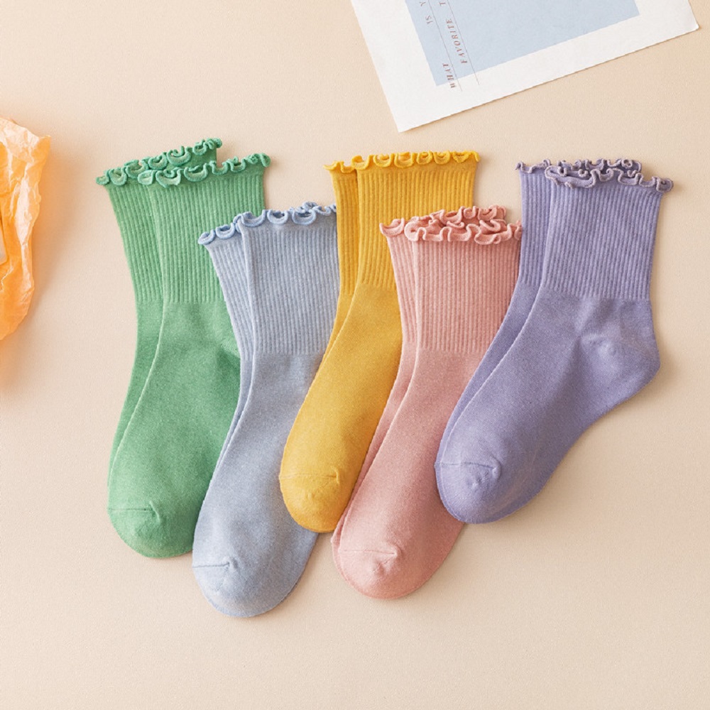 Vớ thể thao cotton màu trơn phong cách Harajuku