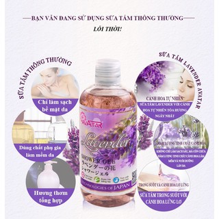 [HÀNG CHẤT LƯỢNG]Sữa tắm Cao cấp AVATAR Lavender 500ml -Cánh hoa thật cùng tinh chất thiên nhiên 100%