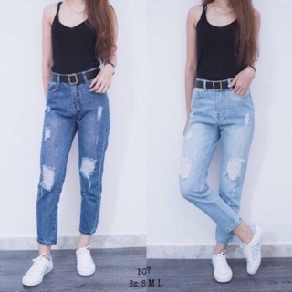 QUẦN Baggy jean lưng tây rách ( ảnh thật 100%)