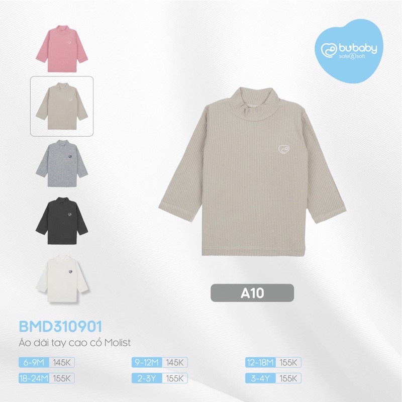 Áo giữ nhiệt Bu Molist dài tay cao cổ cho bé trai bé gái
