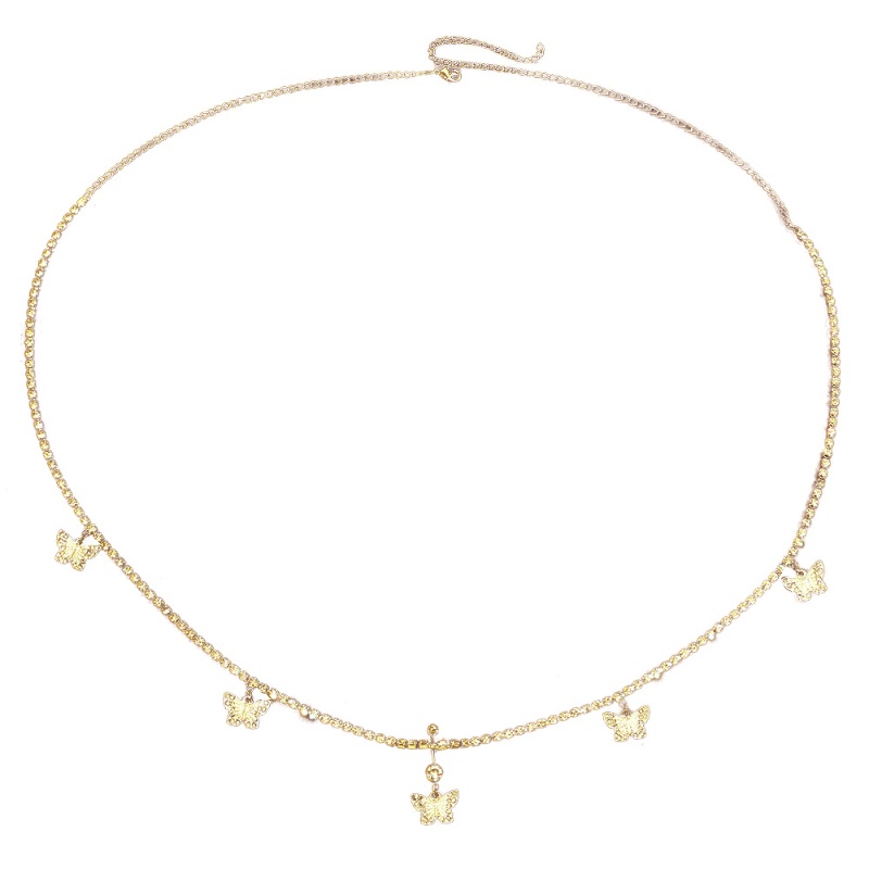 Dây Xích Đeo Hông Một Lớp Bằng Hợp Kim Lấp Lánh Kèm Bông Tai Hình Bướm Thời Trang Cho Nữ