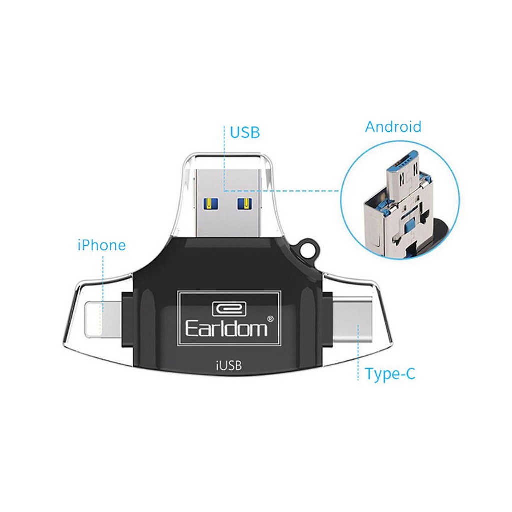Đầu đọc thẻ 4 trong 1  cho thẻ MicroSD và SD Earldom ET-OT31