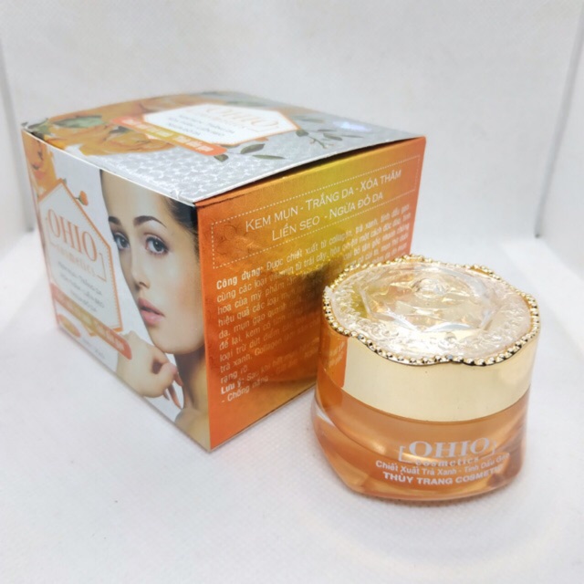 Kem mụn - Trắng da - Xóa thâm - Liền sẹo - Ngừa đỏ da OHIO chiết xuất trà xanh - tinh dầu gạo ( 22g )