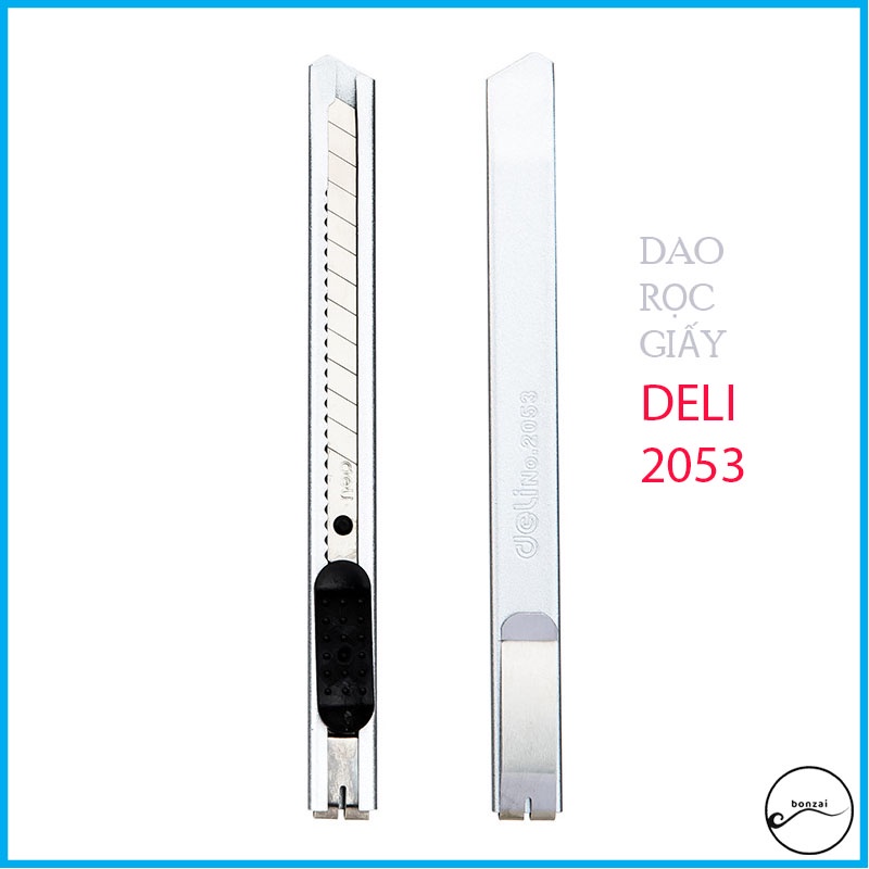 Dao rọc giấy Deli nhỏ gọn tiện ích 13 lưỡi tách rời 2 màu lựa chọn trắng, đen - mã 2053