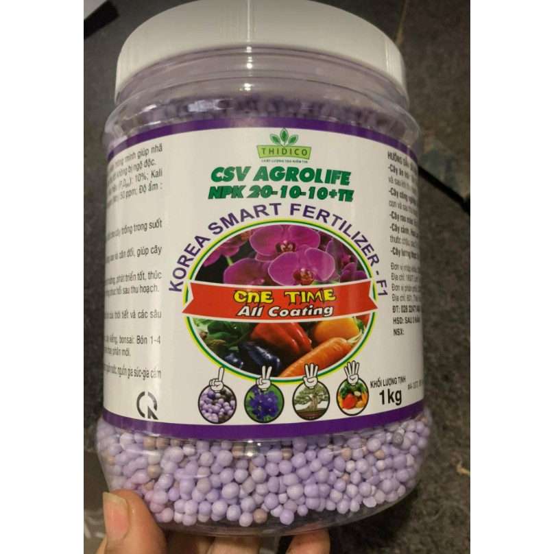 Phân tan chậm thông minh Hàn Quốc Agrolife 20-10-10+TE 1kg