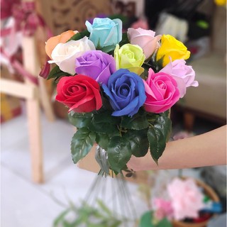 Hoa hồng sáp thơm loại 1 cành có đủ cành và lá - Hàng loại 1 cao cấp lưu hương lâu và bền màu giá rẻ