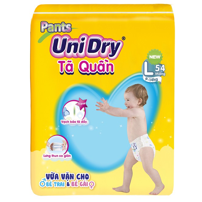 Combo 2 gói tã quần Unidry size L54 (size L bé 9-13 kg)