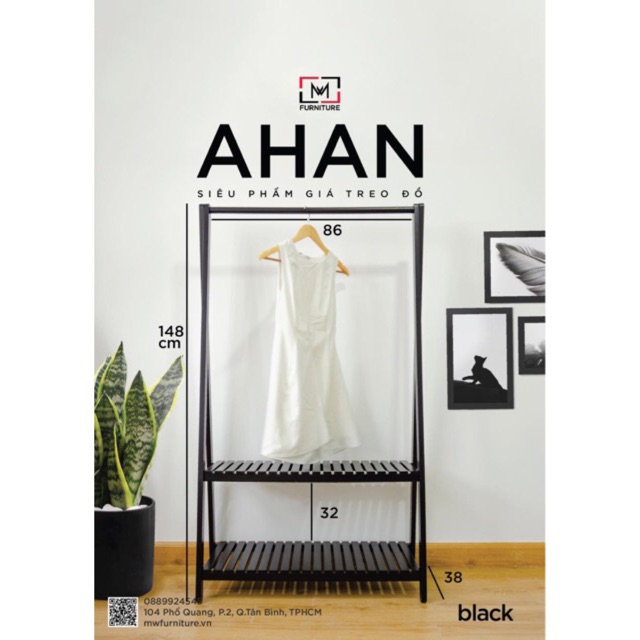 GIÁ TREO QUẦN ÁO CHỮ A HÀN QUỐC 2 TẦNG MÀU ĐEN (SIZE M) - A HANGER 2F (SIZE M) BLACK