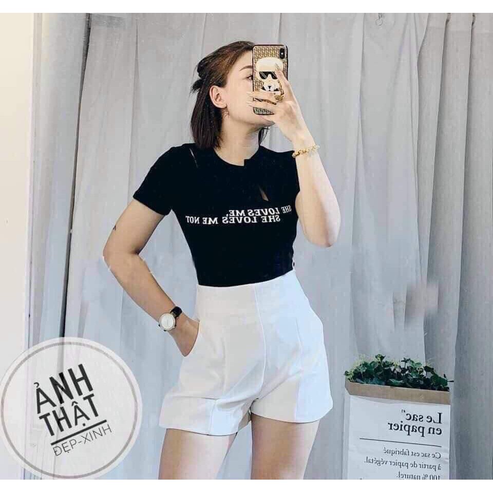 Quần Sooc Vải Cạp Cao Có Túi Trước Quốc Dân Cho Nữ | BigBuy360 - bigbuy360.vn