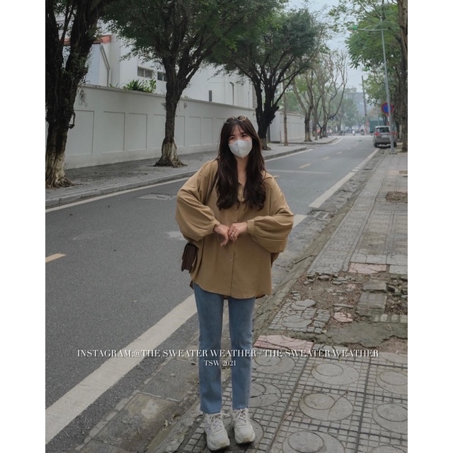 [NEW]ÁO SƠMI FORM OVERSIZE CHẤT LỤA MỊN TAY BỒNG siêu xinh