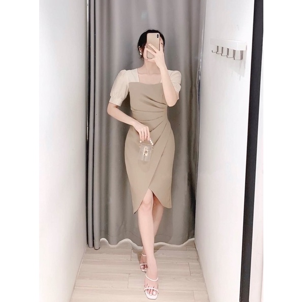 Đầm body phối voan tơ