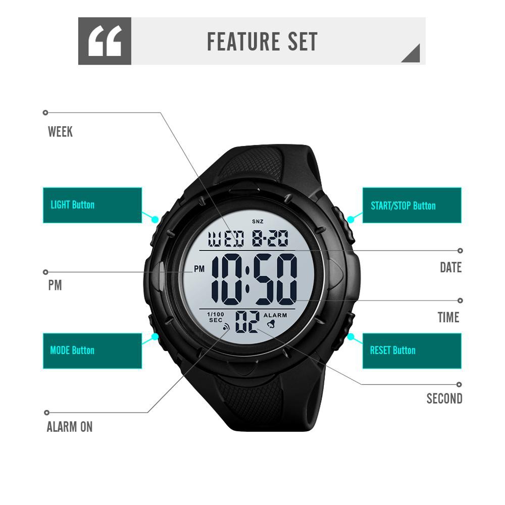Đồng Hồ Điện Tử SKMEI 1535 Đa Năng Chống Thấm Nước Có Đèn LED Nền Dành Cho Nam