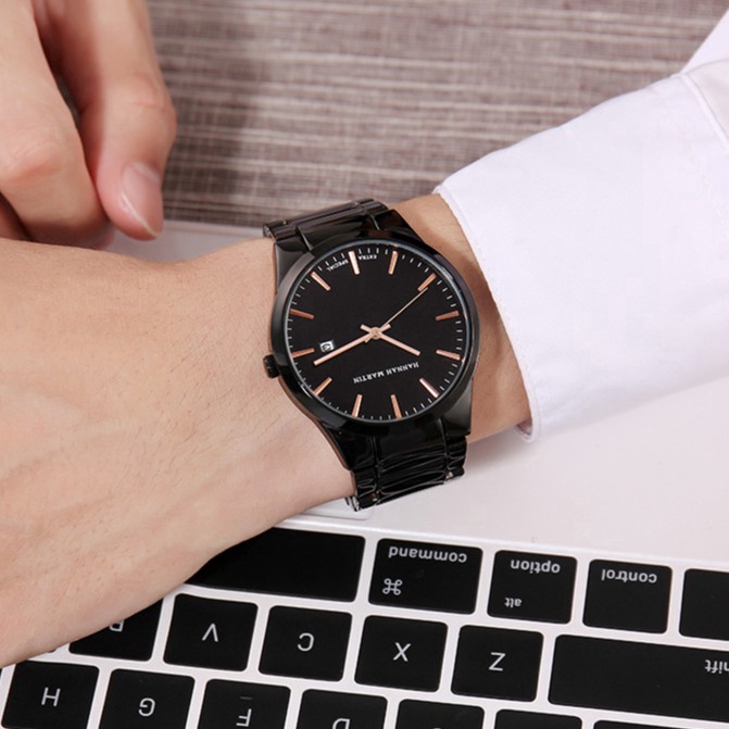 Đồng hồ NAM Men's Watches Hannah Martin 100% Original Fashion Thép Không Gỉ Hàng Cao Free Box Waterproof Analog Quartz Stainless steel Strap mesh Boy Leather Watch COD Chronograph Aktif Gentleman Wrist watches Ready Stock Holiday Gift Birthday gifts 1756M