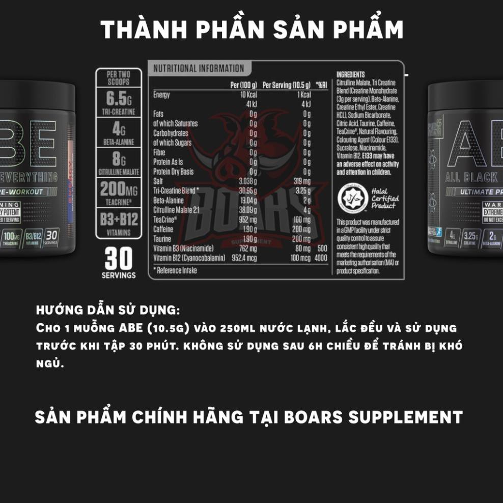  ABE PREWORKOUT - THỰC PHẨM GIÚP TẬP TRUNG, NÂNG CAO HIỆU SUẤT TẬP LUYỆN (30 LẦN DÙNG)