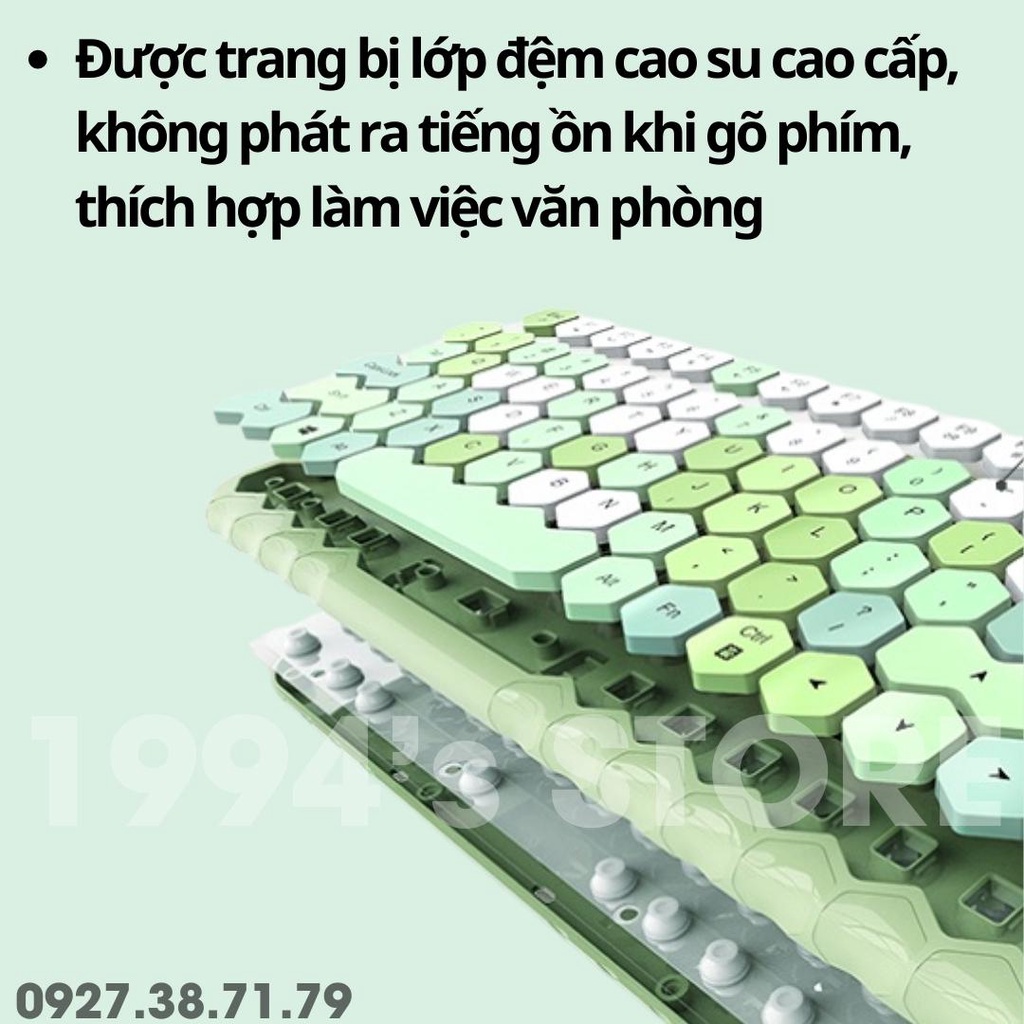 Combo bàn phím và chuột giả cơ ko dây MOFii Honey Plus - New 2023 - Dùng cho Laptop,máy tính bàn PC,Tivi,IP..