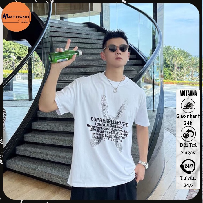 Áo thun nam cổ tròn, Áo phông nam Motagna thời trang phong cách trẻ trung in Thỏ BBR mã XZ389