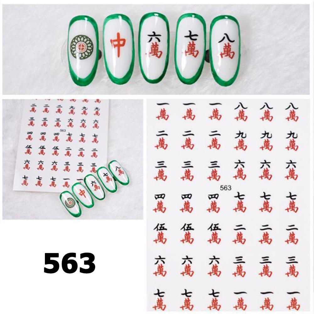 Miếng Dán Trang Trí Móng Tay Tự Dính Thiết Kế Mạt Chược 3D Độc Đáo