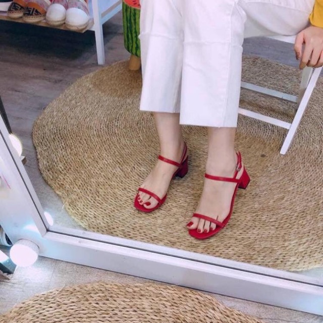 Giày sandal quai mảnh gót vuông 5cm