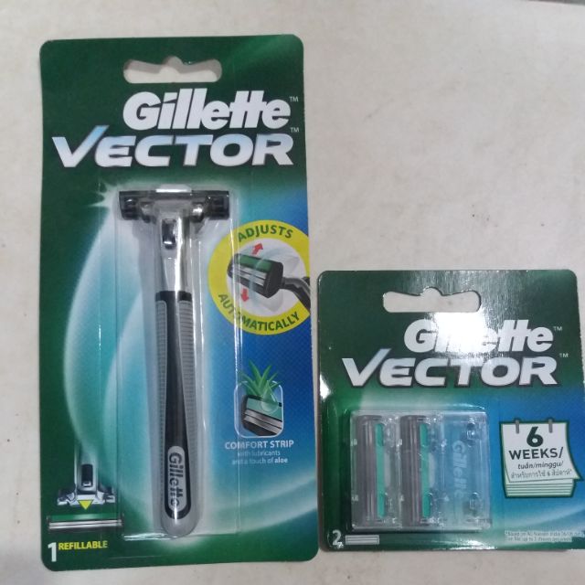 Bộ cán &amp; vỉ dao cạo Gillette Vector 2 lưỡi.