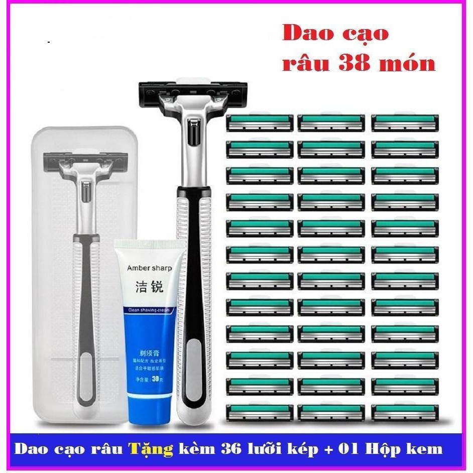 Bộ dao cạo râu 36 lưỡi kép - Tặng kèm tuýp kem