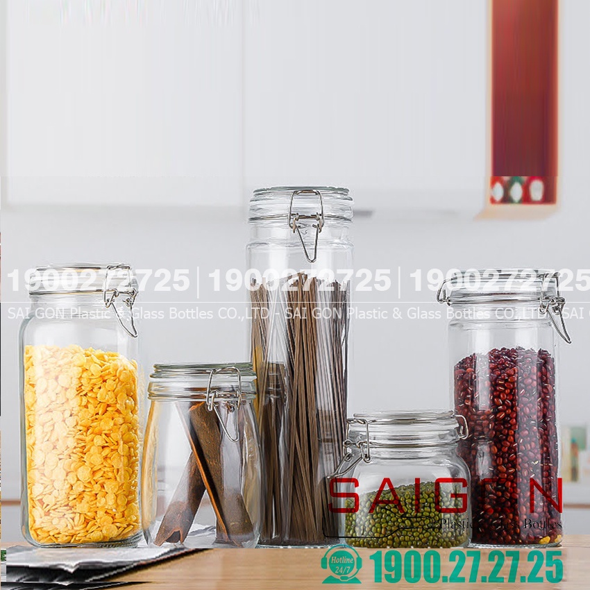Hũ Thủy Tinh Gia Vị HNG , Nắp Gọng Thép kín Hơn | Tùy Chọn Dung Tích