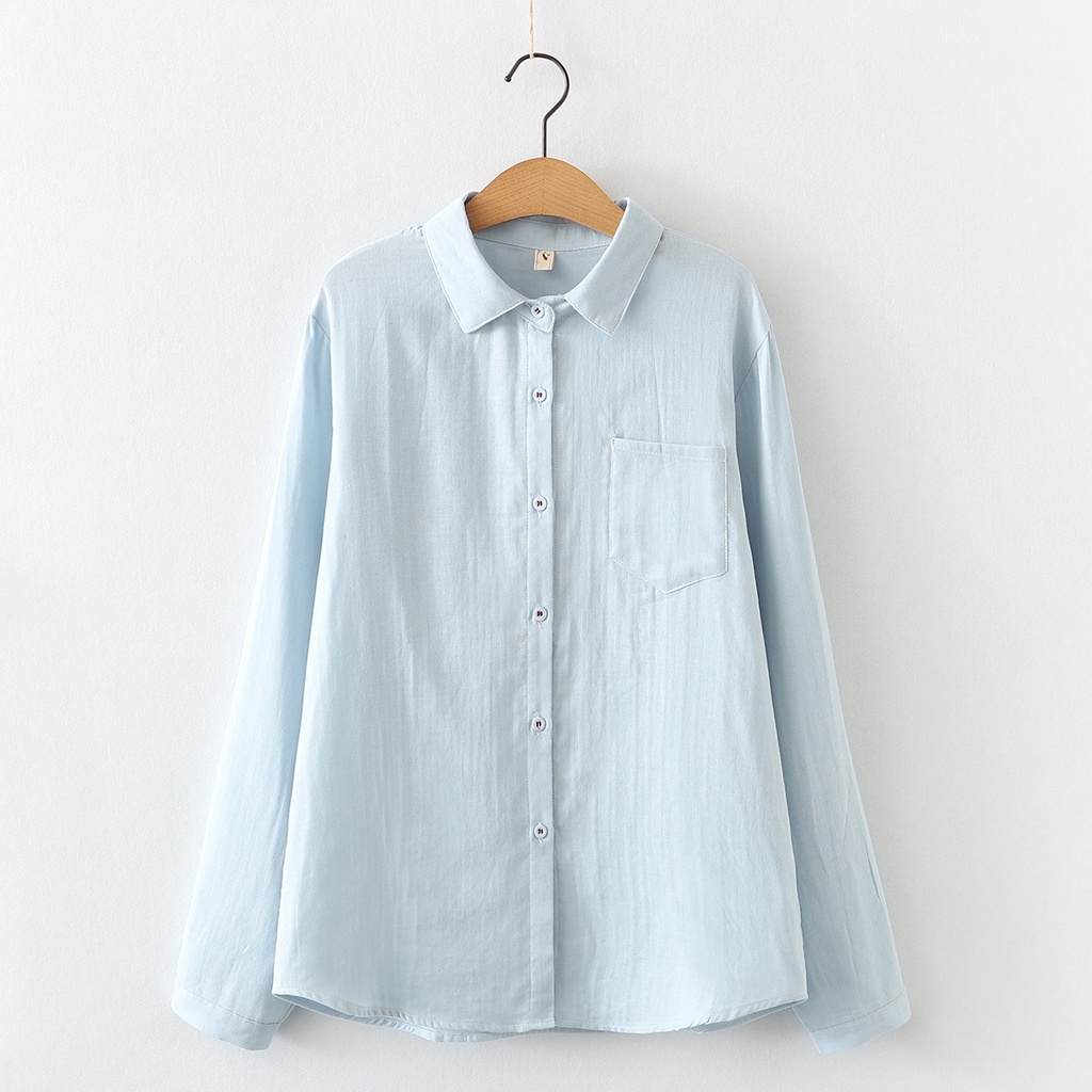 Áo Sơ Mi Cotton Dài Tay Đính Nút Thời Trang Nữ Tính 2022
